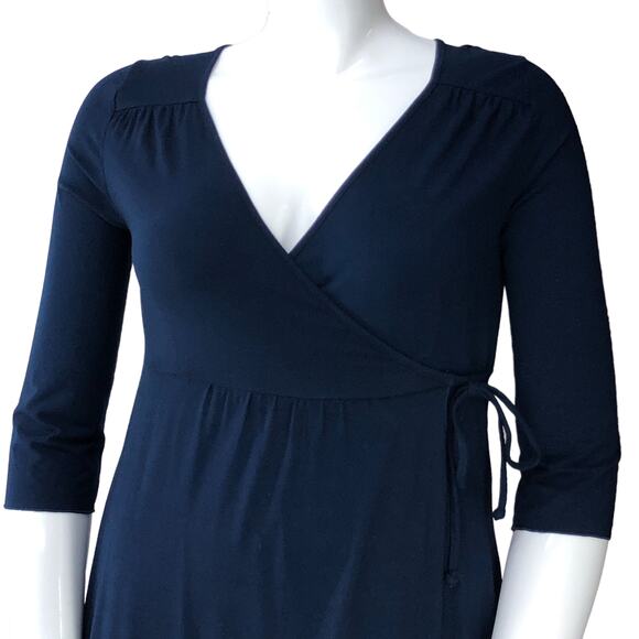 Fresh Produce Womens Size M Dress Navy Blue Wrap Stretch VNeck Knee Length NEW - Picture 2 of 15